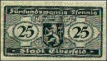 Elberfeld Städtenotgeld Wert 25 Pfennige 1919