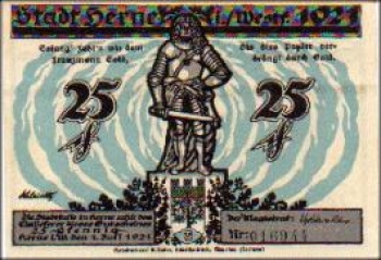 Herne city emergency money worth 25 pfennigs 1921