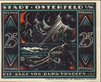 46100 Osterfeld Städtenotgeld Sage von Burg von der Dern Wert 25 Pfennig, Nr. 2, 1921