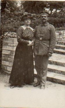 German soldier with wife military WW1. * circa 1915