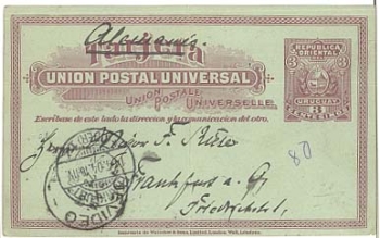 Uruguay Ganzsache o 14.4.1904 nach Frankfurt Oder