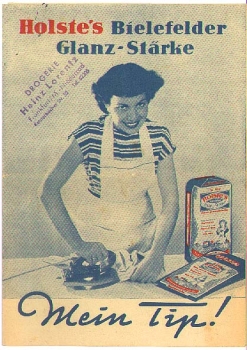 Holstes Bielefelder Glanz-Stärke, Bügel-Werbeprospekt ca. 1940