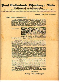 Eisenberg Druckerei Kaltenbach The letter stamp advertising leaflet (A4) around 1930