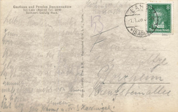 77933 Lahr Gasthof Pension Dammenmuehle o 1928
