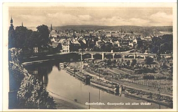 Saarbrücken Saar party with barges * ca.1940