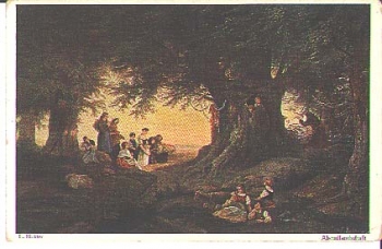 Ludwig Richter Abendlandschaft Künstlerkarte gebr. 1920