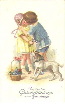 kissing children with dog ca.1905