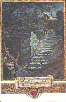 Franz Schubert song card of the German school association Leise beg mein Lieder, gebr. 1910