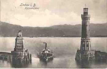 88131 Lindau on Lake Constance Lighthouse at the harbor entrance o July 25, 1908