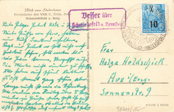 98711 Schmiedefeld Stutenhaus Country postmark Vesser o ca. 1960