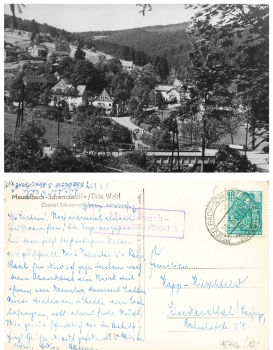 98746 Meuselbach-Schwarzmuhle post office stamp on postcard o 21.6.1961