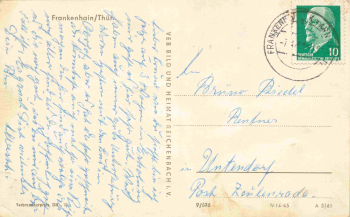 99330 Frankenhain Thüringen Geratal o 1961