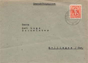 AM Post Michel 5  Einzelfrankatur 8 Pfennig auf Brief o Berlin Friedenau 12.9.1945 nach Mellingen