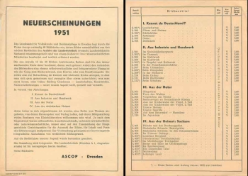 ASCOP Dresden Strahlbild New releases 1951 advertising sheet