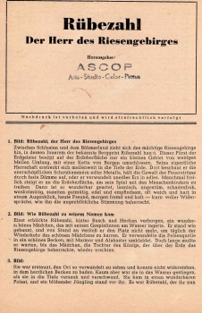 ASCOP Dresden Strahlbild Textblatt "Rübezahl" der Herr des Riesengebirges um 1951