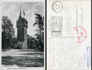 Aachen fur tower stamp NSDAP city camaraderie o 31.7.1940