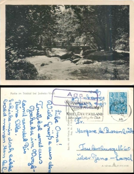 Aga via Gera country postmark on AK Triebtal o 20.6.1958