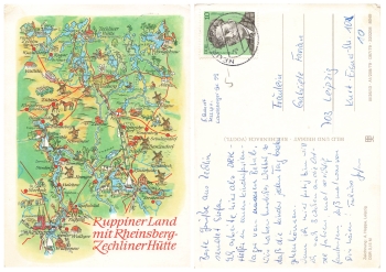 Alfred Hoppe 8049 Ruppiner Land mit Rheinsberg-Zechliner Hütte Künstlerkarte