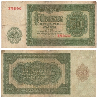 Alliierte Besatzung 50 Deutsche  Mark 1948 UdSSR Druck RO345 SBZ-16