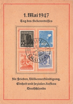 May 1, 1947 card with special cancellation Leipzig C1 1.5.1947