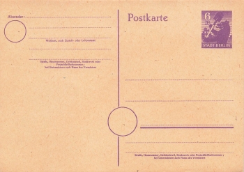 Alliierte Besetzung Berlin Ganzsache 6 Pfennig 1945