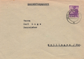 Allied occupation of Berlin Michel 2A single franking o Berlin Friedenau September 12, 1945 to Mellingen