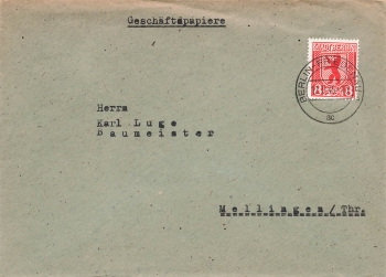Allied occupation of Berlin Michel 3A single franking o Berlin Friedenau September 12, 1945 to Mellingen