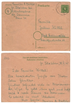 Allied occupation of Mecklenburg postal stationery P6 6 Pfennig green o Altentreptow October 25, 1945