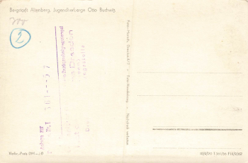 01773 Altenberg Erzgebirge Youth Hostel "Otto Buchwitz" Print template 1957 Hanich with printing permission