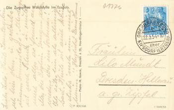 01773 Altenberg Erzgebirge Pension Zugspitze o 1954