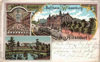 Altendorf Chemnitz Seifert’s Concert- und Ballhaus „Wiesenburg" Litho o 1901