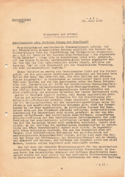 American or German solution to the Saar question? Press Service of the GDR 6 pages 1952