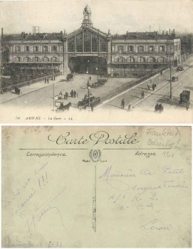 Amiens, Bahnhof, Gare, gebr. 16.6.1921