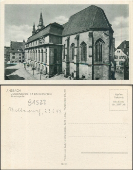 Ansbach Gumbertus Church with Swan Order Knights Chapel gebr. circa 1943
