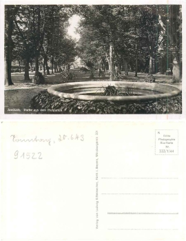 91522 Ansbach Partie aus dem Hofgarten *1943