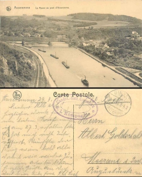 Anseremme Field Post 1st Company Landsturm Battalion Glauchau 30.3.1915