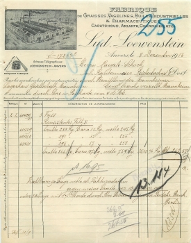 Anvers Fabrique de Graisses, Vaseline Pharmaceutique Briefkopf 1913