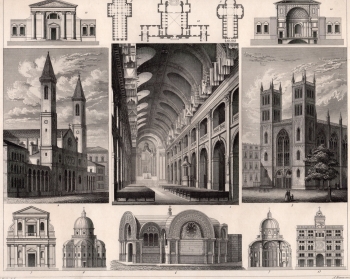 Architecture churches original steel engraving by Henry Winkles after G Heck around 1850