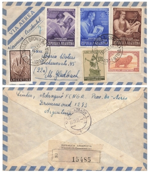 Argentina airmail letter Via Aerea o November 13, 1955 to Monchen Gladbach
