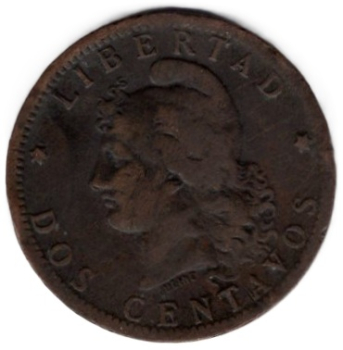 Argentinien 2 Centavos 1888 Kupfermünze