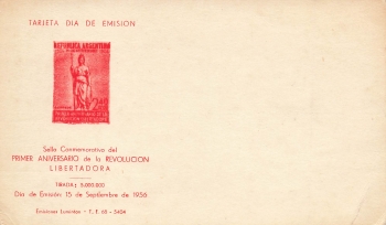 Argentina Tarjeta Dia de Emission postal stationery around 1956