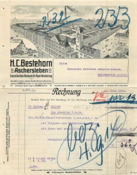 06449 Aschersleben Paper factory H.C. Bestehorn letterhead with factory view 1914