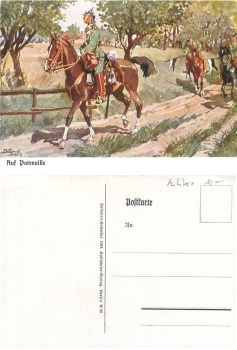 Cavalry "On Patrol" artist card Doebrich Steglitz * 1934