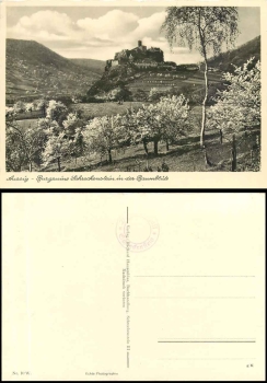Aussig Burgruine Schreckenstein in der Baumblüte * ca. 1930