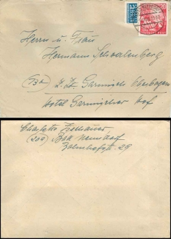 BRD Michel 112 Opening of the Bundestag on cover with emergency offering market o Bad Nenndorf 9.9.1949