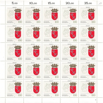 BRD Michel 1590 coat of arms Bremen counter sheet ** 1992