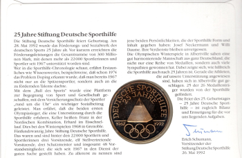 BRD Numisbrief Deutsche Sporthilfe Dressurreiten Josef Neckermann 1992 mit Medaille