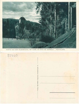 95460 Bad Berneck Oelschnitztal mit Ruine am Stein *ca. 1930