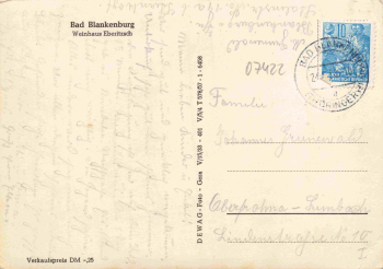BBad Blankenburg Hotel und Weinhaus Eberitzsch o 1958