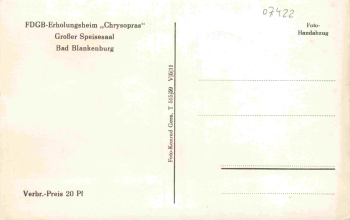 Bad Blankenburg FDGB Erholungsheim "Chrysopras" Großer Speisesaal * 1959